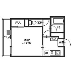 グラウィス 3階1Kの間取り