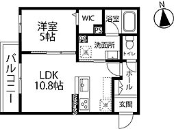ヴィラアローナ野町 1LDKの間取図画像