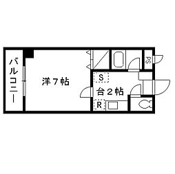 有松M3フローラ 1Kの間取図画像