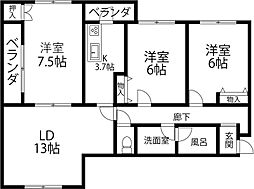 クリオ円光寺 3LDKの間取図画像