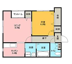 フィナールアソシアード 1LDKの間取図画像