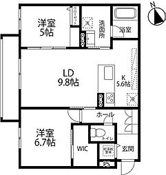 フォルトゥーナ泉が丘 2LDKの間取図画像