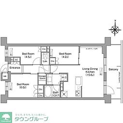 コンフォリア・リヴ八坂富士見 4階3LDKの間取り