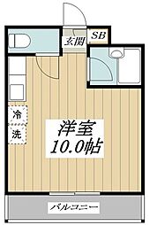 エクセレント小金井 1階ワンルームの間取り