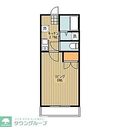 シャトル上井草 2階1Kの間取り