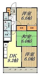 プライムアーバン武蔵小金井 3階3DKの間取り