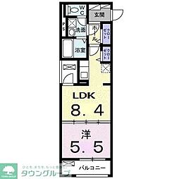 パフュームIII 2階1LDKの間取り