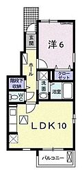 ルシェロ　パラッツォ 1階1LDKの間取り