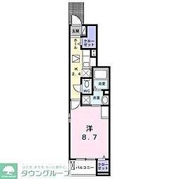 プラバーII 1階1Kの間取り
