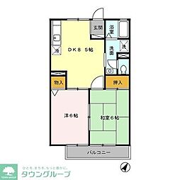 エクレールＵ 1階2DKの間取り