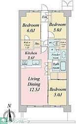 トラープランド蒼麗館 1階3LDKの間取り