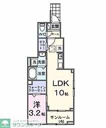 ヒカルサ西東京向台イースト 1階1LDKの間取り