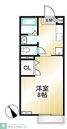 シャングリラ 1階1Kの間取り