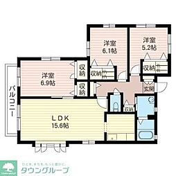 ボヌール 2階3LDKの間取り