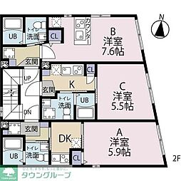 EXIA府中 2階1DKの間取り