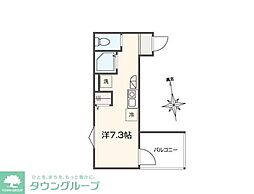 MELLAS矢川IV 3階ワンルームの間取り