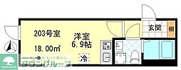 Celeste KOGANE 1Kの間取図画像