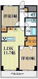 ロイヤルキャステージ恋ケ窪 2LDKの間取図画像