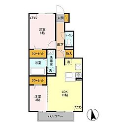 ビバーチェ美松 1LDKの間取図画像