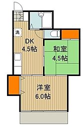 グリンハウス渡辺 2DKの間取図画像