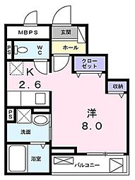ヴェルパシオ 1Kの間取図画像
