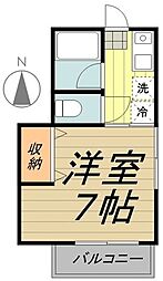 第2藤原コーポ 1Kの間取図画像
