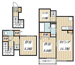 パルテール花小金井 2LDKの間取図画像