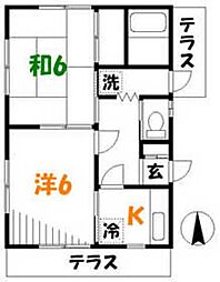 サン・グリーン 1階2Kの間取り