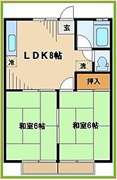 コーポ・タマ 2LDKの間取図画像