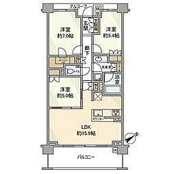 JR横須賀線 東戸塚駅 徒歩5分の賃貸マンション 7階3LDKの間取り