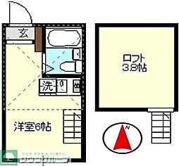 京急本線 弘明寺駅 徒歩21分の賃貸アパート 2階ワンルームの間取り