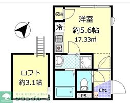 JR京浜東北・根岸線 大船駅 徒歩9分の賃貸アパート 1階ワンルームの間取り