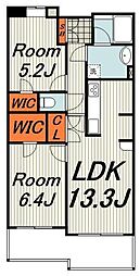セブンフィールド 3階2LDKの間取り