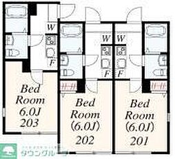 アザーレ・パッシオ港南中央 2階1Kの間取り