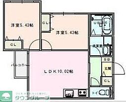 Sacrament Zushi 2LDKの間取図画像