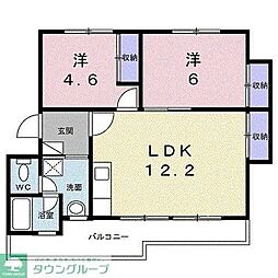 リバーサイド 2LDKの間取図画像