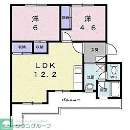 リバーサイド 2LDKの間取図画像