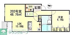 ヴィラージュ戸塚I 1LDKの間取図画像
