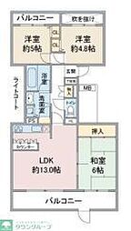 ハイツ東戸塚2B号棟 3LDKの間取図画像