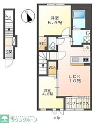 シャルダン 2LDKの間取図画像