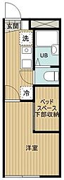 レオパレスM&S 1Kの間取図画像