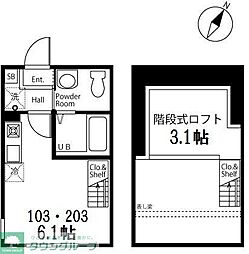 ハーミットクラブハウス ワンルームの間取図画像