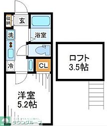 クレストコート上永谷 1Kの間取図画像