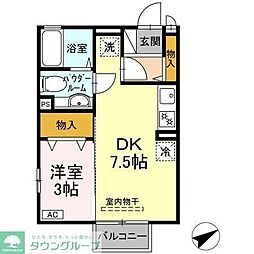 エスポワール2 1DKの間取図画像