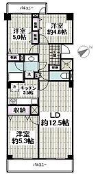 磯子台スカイマンション 3LDKの間取図画像
