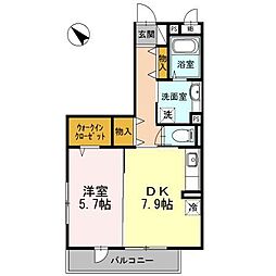 大黒屋ハイツ三番館 1DKの間取図画像