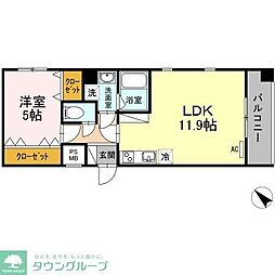 フローラ東戸塚 1LDKの間取図画像