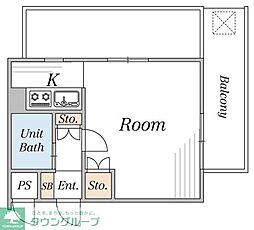 ADEL港南台 1Kの間取図画像