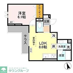 藤沢市羽鳥1丁目アパート 1LDKの間取図画像