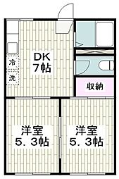 カーサベルデ 2DKの間取図画像